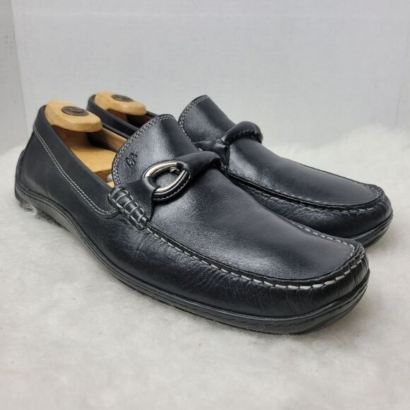 Donald J Pliner Eleo Horsebit Moc Toe Black Driving Loafers Shoes Size 11.5 - Picture 1 of 10